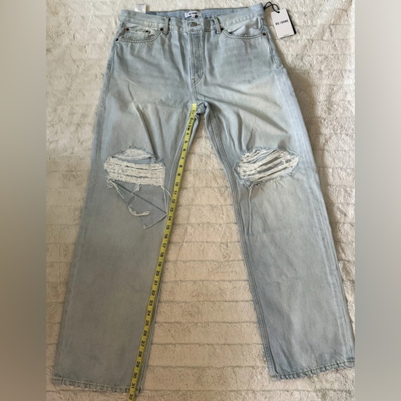 RE/DONE Loose Long Acqua Destroy Straight Leg Jeans Size 29 – Retail $325 NWT - Picture 5 of 9